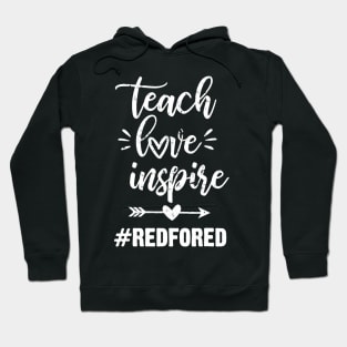 Teach Love Inspire Red For Ed Gift Teacher Supporter Vintage Hoodie